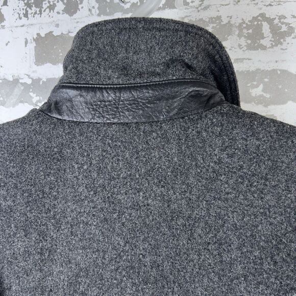 Members Only Wool Bomber‎ Jacket Men’s 46 (XL) Gray Purple Black Leather Patches - Picture 8 of 15